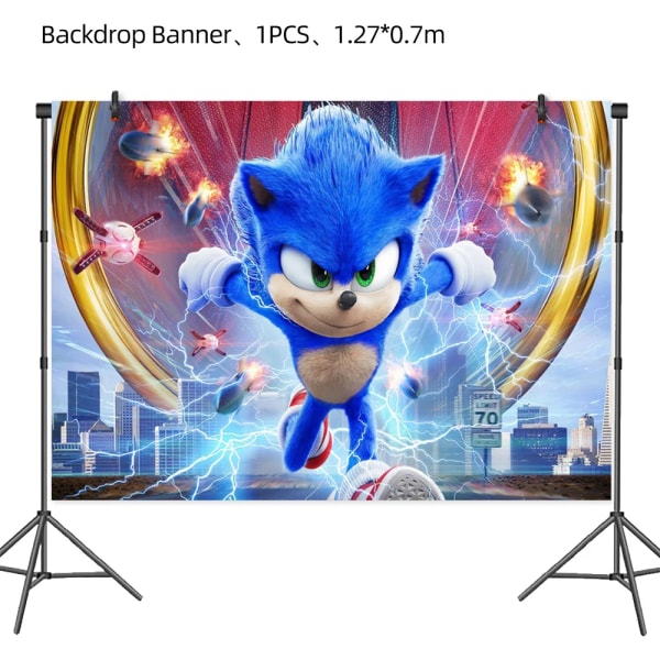 Nye Tegneserie Sonic Festartikler Drenge Fødselsdagsfest Engangsservice Sæt Papirtallerken Kop Servietter Baby Shower Dekorationer background 1pcs