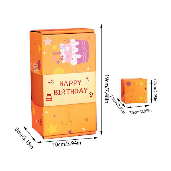 DIY-låda Härlig Överraskning Exploderande Par-låda Hållbar Jul Kärlek Årsdag Alla Hjärtans Dag Flickvän Kärleksgåva För Årsdag Yellow HAPPY BIRTHDA