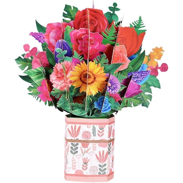 Handgjorda 3D Pop Up Blomsterkort, Nejlikbukettkort För Honom/Henne Med Noteringskort Och Kuvert För Alla Tillfällen, Mors Dag, Jul, Tack