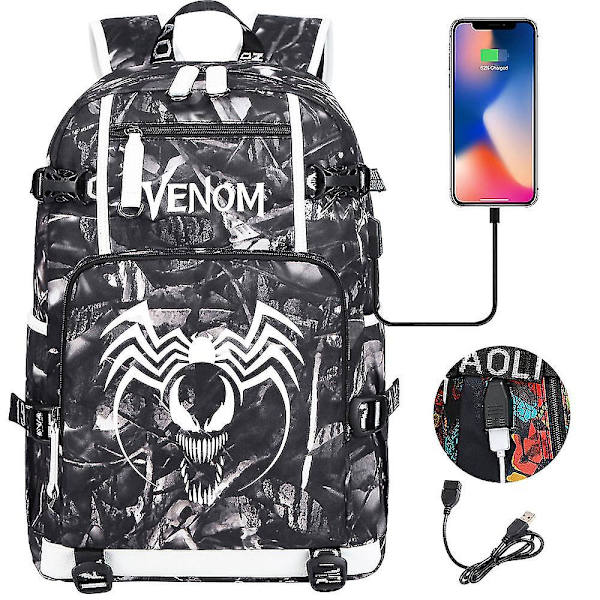 Venom Fashion Tryckt Usb Ungdoms Skolväska (2-117) Color-12