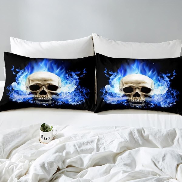 Skull Dynetrekksett Sengetøy Digitaltrykk Bein Skjelett Dynetrekksett 225x225cm