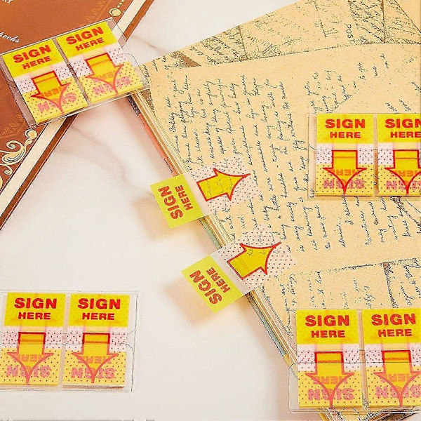 1250 stk. Sign Here-klistremerker 1 tomme Sign Date-faner Sign Date-klistremerker med dispenserflagg lett