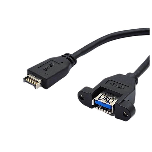 USB 3.2 Gen2 Frontpanel Skruemontering Forlængerkabel 10Gbps 60cm