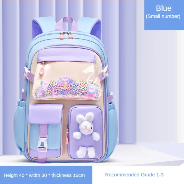 Grundskola Skolväska Flickor Lättviktig Barnryggsäck Kawaii Vattentät Skolväska Stor Kapacitet Ryggsäck Blue small