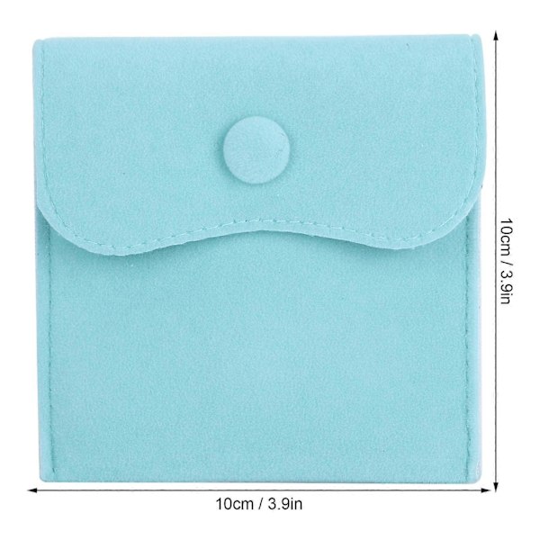 5 stk. Velvet Snap Button Taske Smykkeopbevaring Flannel Ruskind Gavepakke Pose Blå 10x10cm
