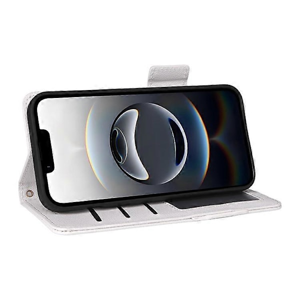 Kompatibelt Plånboksfodral för iPhone 16e, Flipfodral med Litchi-textur, PU-läder White