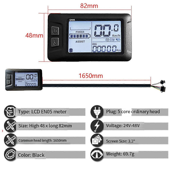 Elektrisk Sykkel 36V/48V 30A 750W 1000W 2 Modell Sinusbølgekontroller EN05 LCD-Display for Elsykkel