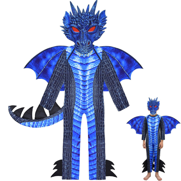 Halloween blå dinosaurkostyme for barn Cosplay modelleringskostyme Forestillingskostyme for barn 140