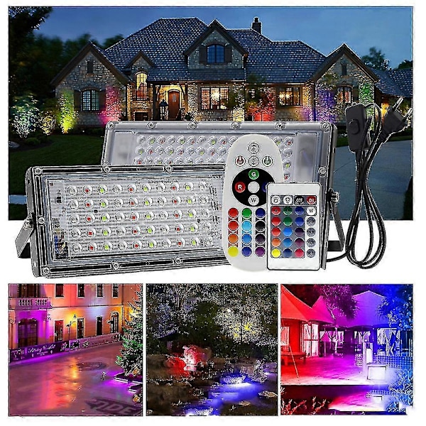 LED RGB Spotlight 50W 100W 150W IP65 Utendørs Flomlys AC220V RGB Reflektor Projektorlampe Med Fargefjernkontroll-Yvan