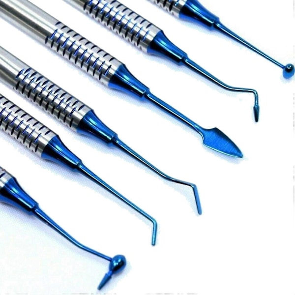 6 st Dentalinstrument Komposit Resin Fyllningsspatel Titanpläterad Huvudfyllare Dentalverktygsset(