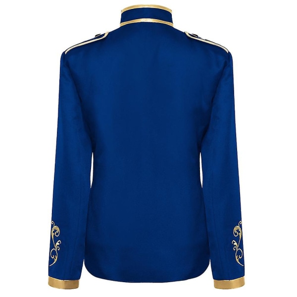 Miesten Court Fashion Prince Uniform kultainen brodeerattu pukutakki Blue M