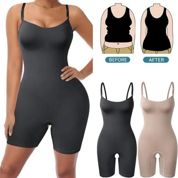 Dame Gymnastik Sport Høj Talje Butt Lifting Bodysuit Sexet Rygløs Bodysuit B--BK L