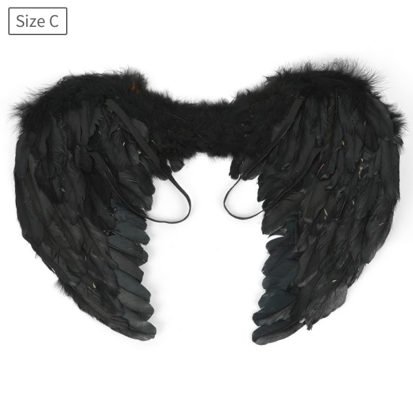 Angel Wings Valkoinen Musta Sulka Wings Aikuisten Lasten Syntymäpäivälahja Cosplay Wings Stage Show Halloween Joulujuhla-asu Size C Black