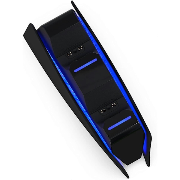 Svart Laddningsstation med Blå Ljusramp för PS5 Midnight Black Handkontroller