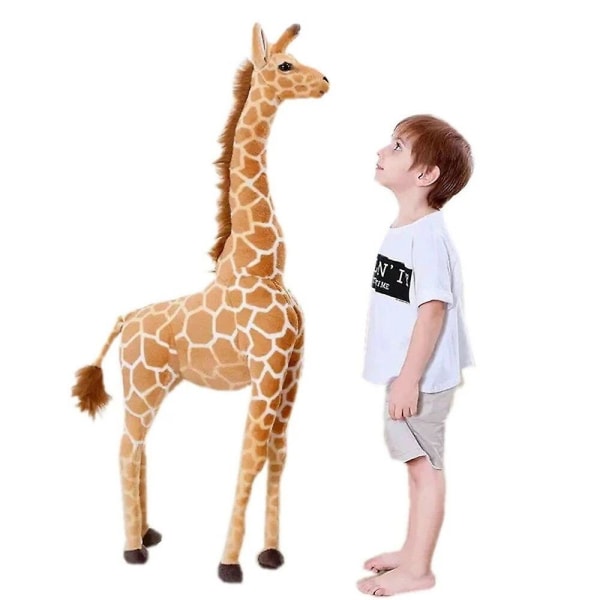 Stor storlek Fylld Mjuk naturtrogen plysch giraff Djur Real Life Gi 100cm