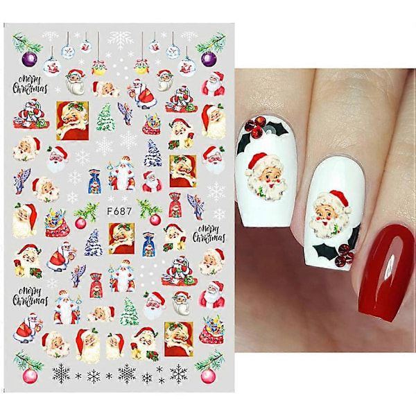 Jul Nagelstickers Nagelkonst 5 Ark Självhäftande Nagelstickers Nageldekoration Nagelkonst Design Manikyr