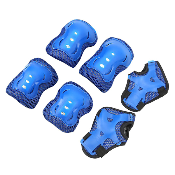 6 st Barnsäkerhet Skateboard Skyddsutrustning Armbågsskydd Handledsskydd Cykling Knäskydd Blå