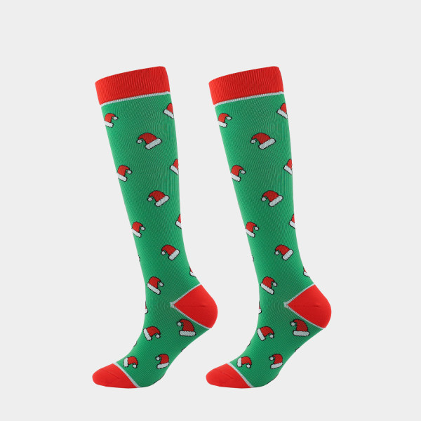 Julesokker Kompressionsstrømper Halloween Voksen Kompressionsstrømper Christmas Hat S/M
