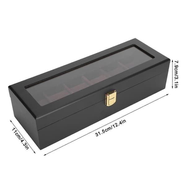 Förvaringslåda för 6 Klockor Herrklockor Samlarhållare Trä Klockdisplay Box Organizer
