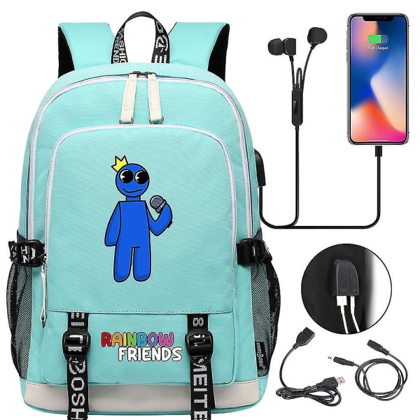 Duomi Rainbow Friend USB lataus Oxford kangaskassi koululaukku vedenpitävä opiskelija koululaukku iskunkestävä sky blue