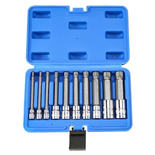 10 Dele 4 tommer Spline Tip Bit Top Sæt M-Type Universal Muffe - Triple Square Spline Bit Top