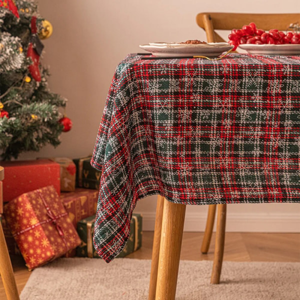 Juleduk Snøfnugg Rutete Duk Julebordmatte Rektangulær Festival Duk Julekjøkken Hjemmeinnredning Style F 100X160cm