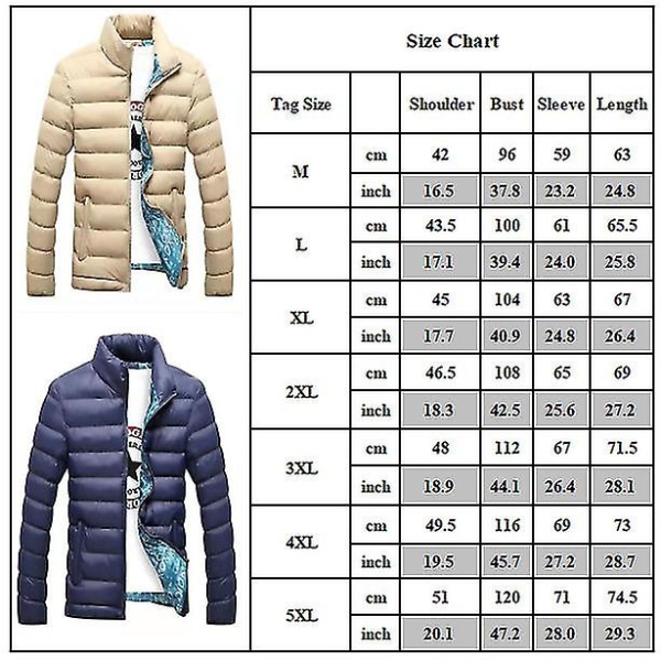 Tikattu takki miesten casual pufferi untuvatakki vetoketjullinen pehmustettu ulkovaatteet lämmin thermal Lake Blue 5XL