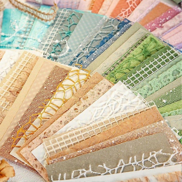 96 Ark Teksturert Scrapbook Papir & Mesh Stoff Assortert Sett, 6 Pakke Blandet Spesialpapir for Scrapb