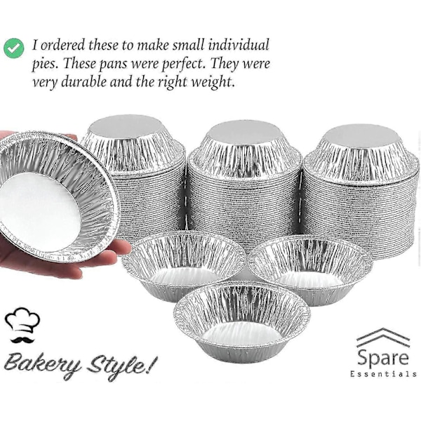 Engangsbageforme i aluminiumsfolie 5 tommer - 120 stk. Mini tærteforme til bagning, opbevaring og genopvarmning