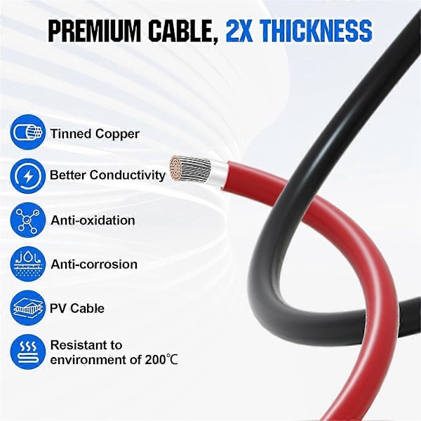 Anderson Connector 50A Kit Anderson Plug 8 Gauge 30cm Batterikabler Vandtætte Hurtige Stik