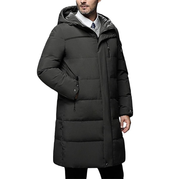 Miesten talvi kevyt untuvatakki Paksu lämmin yksivärinen midi  vetoketjullinen hupullinen hupullinen takki M abd1 | M | Fyndiq