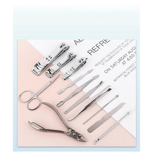 12 i 1 set med Nagelknipsare Manikyr Pedikyr Kit Rostfritt Stål Nagel Manikyr Pedikyr Verktyg