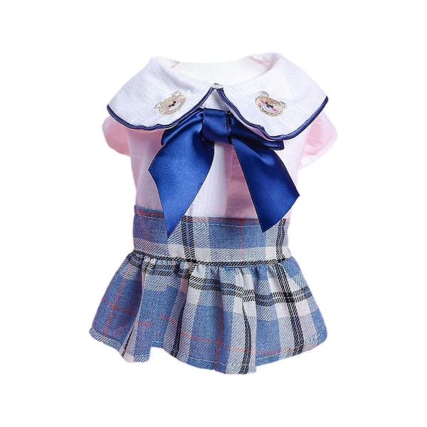 Ruudullinen mekko koiralle, prinsessamekko koiralle, rusettimekko koiralle, koiran mekot pienille koirille, tytöille Blue XS