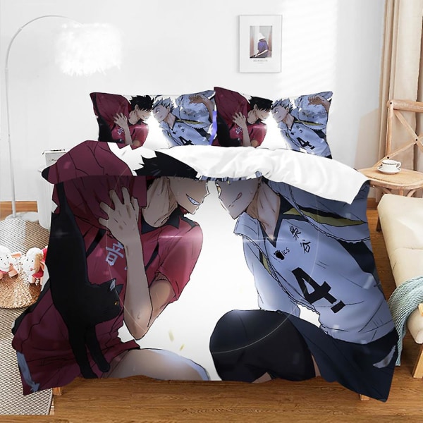 Haikyuu 3D-printet sengesett dynetrekk dynetrekk putetrekk barnegave farge 8 AU single 140x210cm