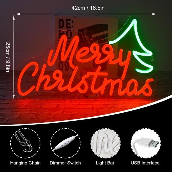 Merry Christmas Neonskylt Led Tomteluva Neonljus för väggdekor Glödskyltar för hemfest i sovrummet God Juldekorationer USB Merry Christmas