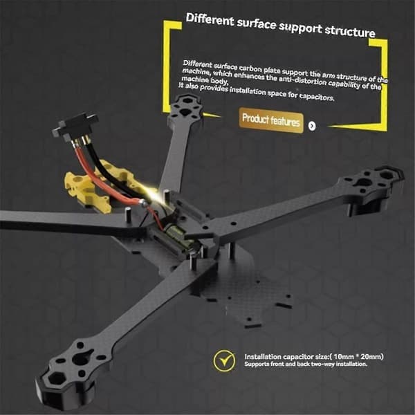 For 5 Frame Kit DC Lite Versjon Karbonfiber Drone Rammesett for FPV Freestyle RC Racing Droner