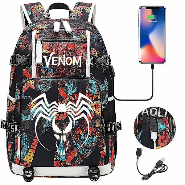 Venom Fashion Tryckt Usb Ungdoms Skolväska (2-117) Color-3
