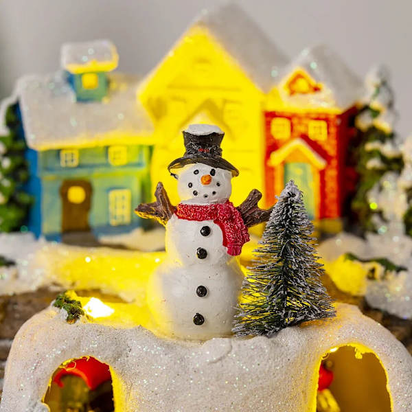 Julhantverk i harts Julby Lysande Musik Litet Hus Snögubbe LED-lampor Julklapp Heminredning Ornament 2024 snowman