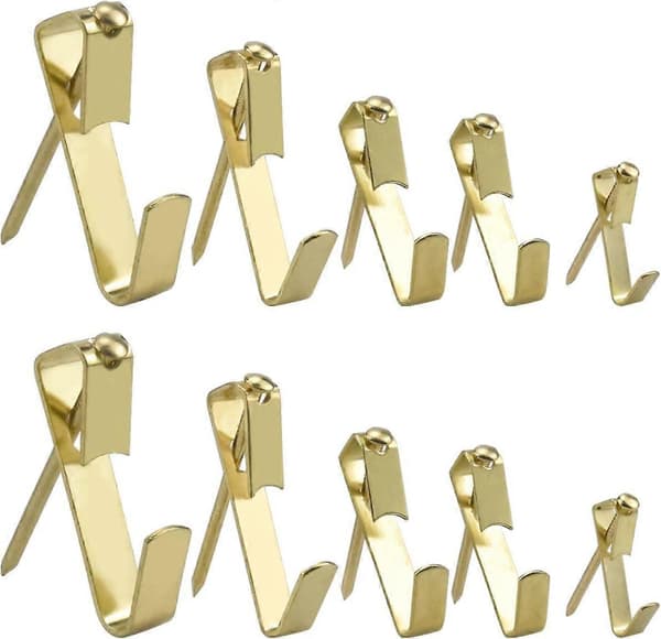 Metall Väggkrok Bildkrok Set med Spiksats (Guld)