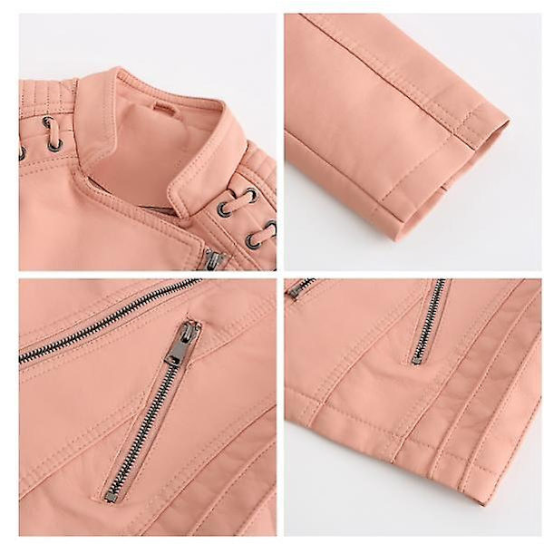 Skinnjacka för damer, avslappnad modell med dragkedja, finns i 12 färger pink M