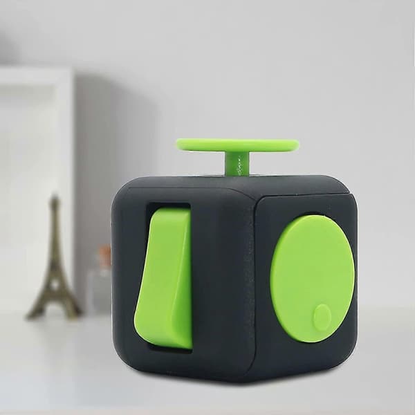 Fidget Cube Stress Angst Trykaflastende Legetøj Til Voksne Børn, Afslappende Black green