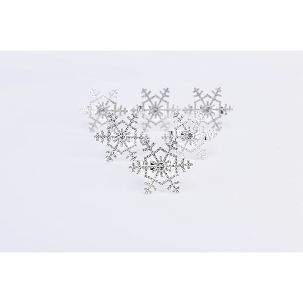 10-pack Servettringar - Silver Snöflinga Högtid Bröllop Thanksgiving Jul Snöflinga