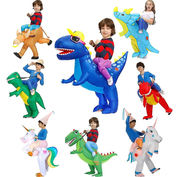 Børne Karneval Dinosaur Oppustelig Kostume Til Drenge Piger Enhjørning Halloween Cosplay Kjole Julefrokost Kostumer Dragter Navy Blue 80-120cm