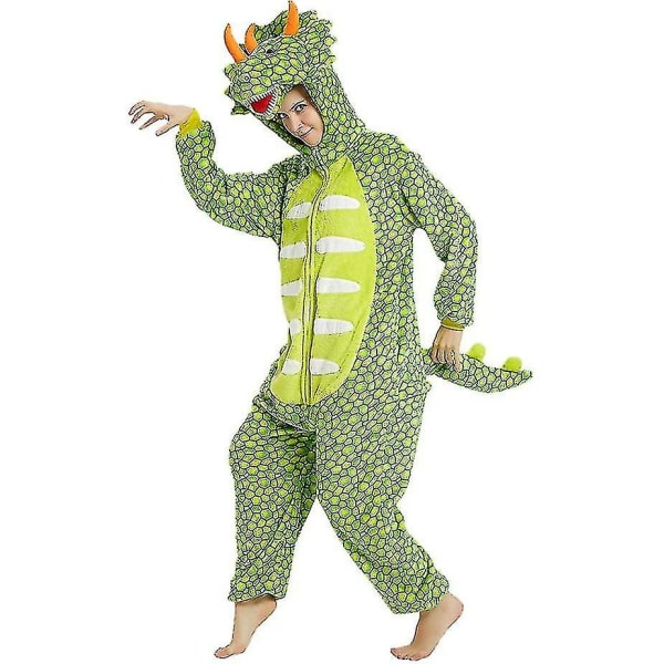 Triceratops Animal Onesie Halloween Pyjamas Animal Cosplay Kostym för vuxen Green L