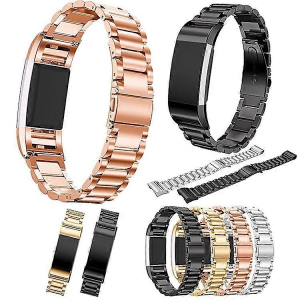 316L Rustfrit Stål Urrem Kompatibel Med Fitbit Charge 2 Black