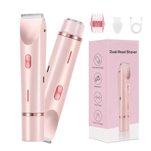 Dermave Bikini Barbermaskin, Dobbelthode Barbermaskin Kvinner, 2 i 1 Våt og Tørr Elektrisk Bikini Trimmer for Kvinner, Rosa