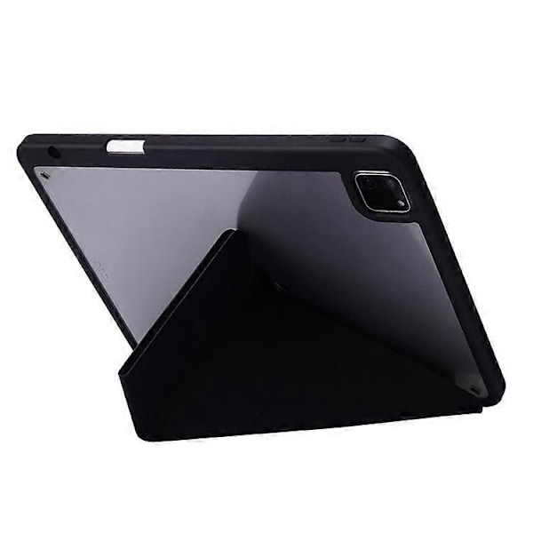 Kompatibelt fodral för iPad Pro 12,9-tum (2021)/(2020)/(2018) surfplatta, automatisk väckning/viloläge, origami-ställ, PU-läder + akrylskydd Black
