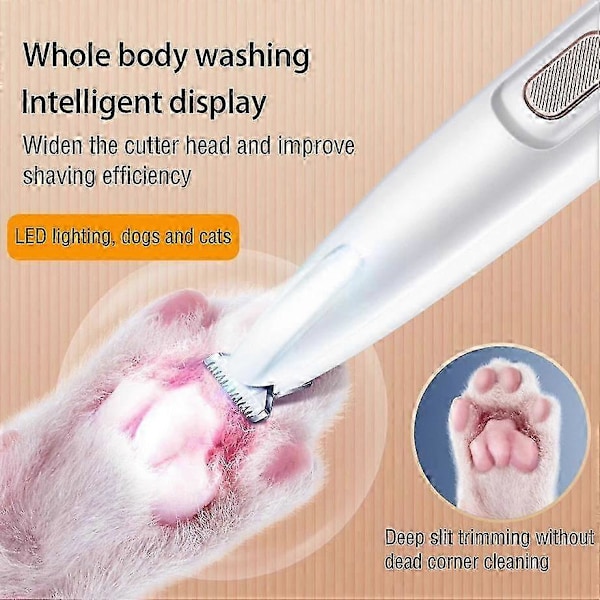 Ny Hundepote Trimmer med LED Lys Fuldt Vandtæt Kæledyrshårtrimmer med LED Display Hundeklippere til Grooming 18mm Bredere Klinge