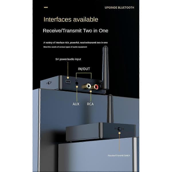 5.3 Bluetooth Audio Adapter /HD/LL Audio Mottaker Sender Trådløs HIFI Stereo Adapter Lossless
