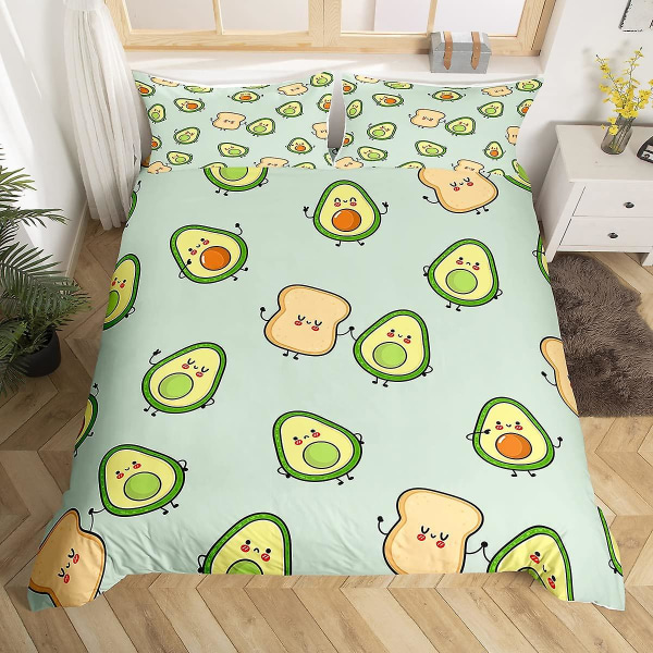 Avokado King Queen Helt cover Kawaii Cute Green Fruits Set Barn Tecknad cover Mjukt polyester Cover